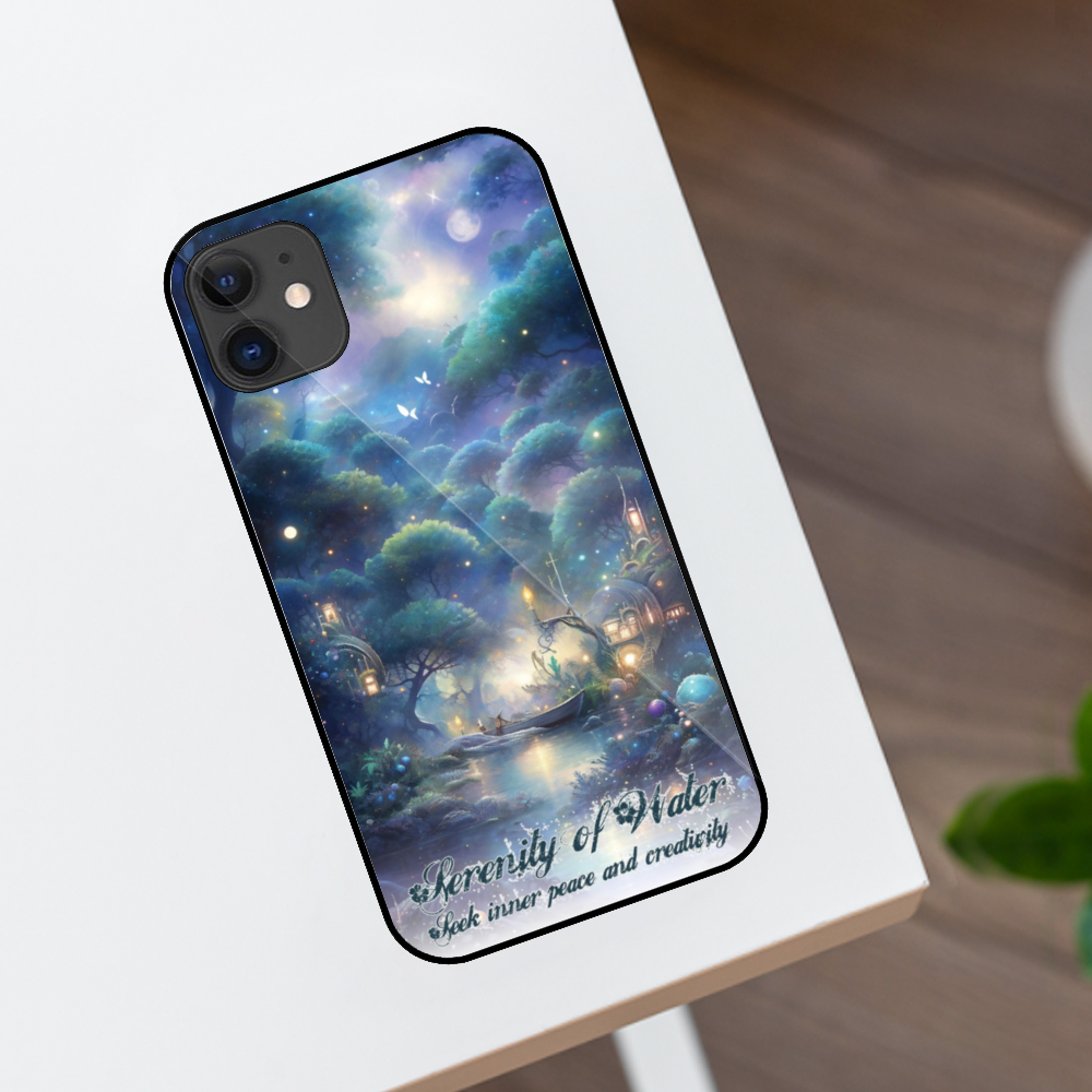 01 [Serenity of Water]Apple Series iPhone 11 12 13 Glass Phone Case